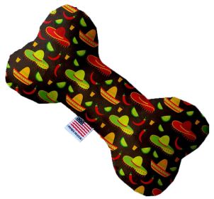 Pet and Dog Plush Heart or Bone Toy, "Fiesta Group" (Pattern: Sombreros, size: 6" Plush Bone)