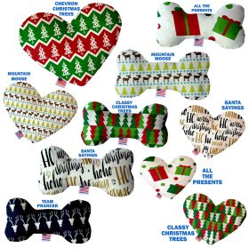 Christmas Pet and Dog Plush Heart or Bone Toy, "Classy Christmas Group" (Pattern: All The Presents, size: 6" Plush Bone)
