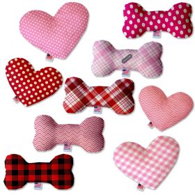 Pet and Dog Plush Heart or Bone Toy, "Valentine's Day Plaids, Dots & Chevron Group" (Pattern: Valentine's DayPlaid, size: 6" Plush Bone)