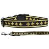 Pet Dog and Cat Nylon Collar or Leash, "Black & Gold Fleur De Lis"