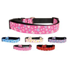 Pet Dog & Cat Nylon Collar or Leash, "Butterfly" (Color: Blue, size: Cat Safety Collar)