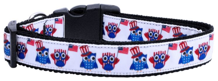 Pet Dog & Cat Nylon Collar or Leash, "American Owls" (Length: Cat Collar)
