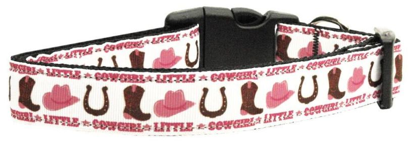 Pet Dog & Cat Nylon Collar or Leash, "Little Cowgirl" (size: Cat Collar)