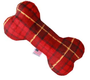 Pet and Dog Plush 6" Bone Toy, "Happy Holidays Group" (Pattern: Red Plaid)