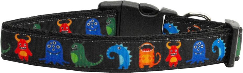 Pet Dog and Cat Nylon Collar or Leash, "Black Monsters" (size: Cat Collar)