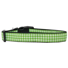 Pet Dog & Cat Nylon Collar or Leash, "Houndstooth Lime Green" (size: Cat Collar)