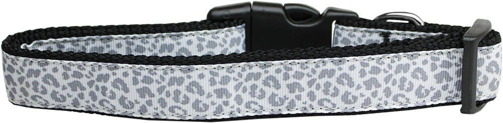 Pet Dog & Cat Nylon Collar or Leash, "Silver Leopard" (size: Cat Collar)