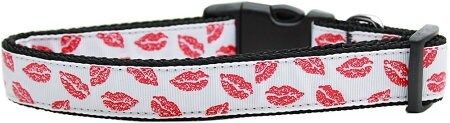 Pet Dog & Cat Nylon Collar or Leash, "Sparkling Smooches" (size: Cat Collar)