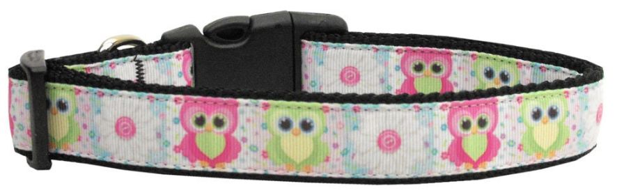 Pet Dog & Cat Nylon Collar or Leash, "Sweet As Sugar Owls" (size: Cat Collar)