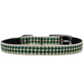 Pet Dog & Cat Nylon Collar or Leash, "Green Checkers" (size: Cat Collar)