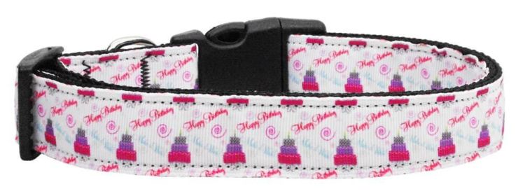 Pet Dog and Cat Nylon Collar or Leash, "Cakes & Wishes" (size: Cat Collar)
