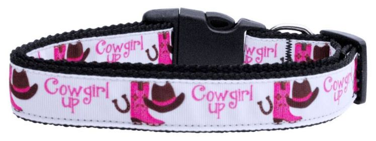 Pet Dog & Cat Nylon Collar or Leash, "Cowgirl Up" (size: Cat Collar)