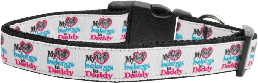 Pet Dog & Cat Nylon Collar or Leash, "My Heart Belongs To Daddy" (size: Cat Collar)