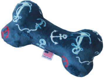 Pet and Dog Plush 6" Bone Toy, "Wanderlust Group" (Pattern: Blue Anchors)