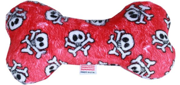 Pet and Dog Plush Bone Toy, "Good Boy Group" (Pattern: Red Skulls)