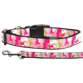 Pet Dog & Cat Nylon Collar or Leash, "Pink Camo" (size: Cat Collar)