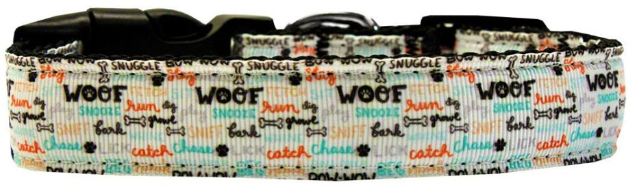 Pet Dog & Cat Nylon Collar or Leash, "Woofs A Lot" (size: SM Wide Collar)