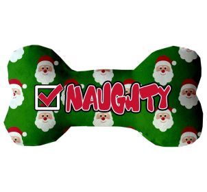 Christmas Pet & Dog Plush Bone Toys, "Naughty, Nice, or I Tried" (Pattern: Naughty, size: 6" Bone Toy)