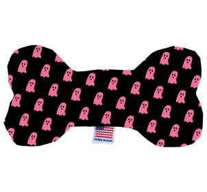 Halloween Pet & Dog Plush Bone Toy, "Ghosts" (Pattern: Pink Ghost On Black, size: 6" Bone Toy)