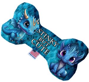 Pet and Dog Plush Heart or Bone Toy, "Dragons Group" (Pattern: Stinky But Cute, size: 6" Plush Bone)