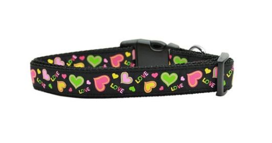 Pet Dog & Cat Nylon Collar or Leash, "Neon Love" (size: Cat Collar)