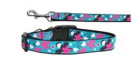 Pet Dog & Cat Nylon Collar or Leash, "Aqua Love"