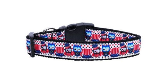 Pet Dog & Cat Nylon Collar or Leash, "Proud Owls" (Length: Cat Collar)
