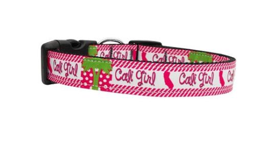 Pet Dog & Cat Nylon Collar or Leash, "Cali Girl" (size: Cat Collar)