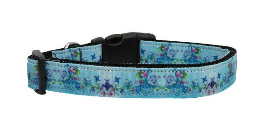 Pet Dog & Cat Nylon Collar or Leash, "Dreamy Blue" (size: Cat Collar)