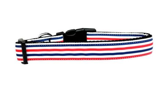 Pet Dog & Cat Nylon Collar or Leash, "Patriotic Stripes" (size: Cat Collar)