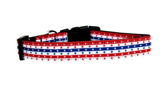 Pet Dog & Cat Nylon Collar or Leash, "Stars and Stripes" (size: Cat Collar)