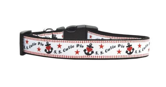 Pet Dog & Cat Nylon Collar or Leash, "S.S. Cutie Pie" (size: Cat Collar)