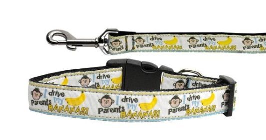 Pet Dog & Cat Nylon Collar or Leash, "Monkey Madness" (size: Cat Collar)
