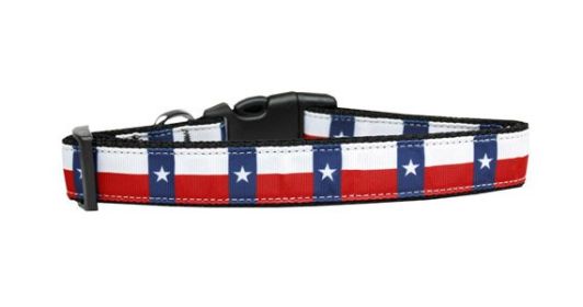 Pet Dog & Cat Nylon Collar or Leash, "Texas Flag" (size: Cat Collar)