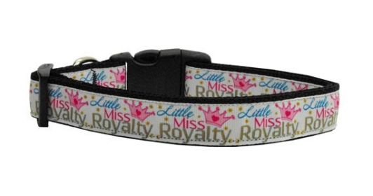 Pet Dog & Cat Nylon Collar or Leash, "Little Miss Royalty" (size: Cat Collar)