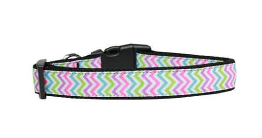 Pet Dog & Cat Nylon Collar or Leash, "Summer Chevron" (size: Cat Collar)