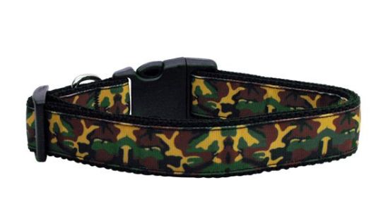 Pet Dog & Cat Nylon Collar or Leash, "Green Camo" (size: Cat Collar)