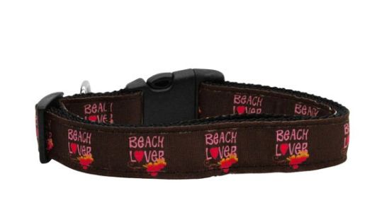 Pet Dog & Cat Nylon Collar or Leash, "Beach Lover" (size: Cat Collar)