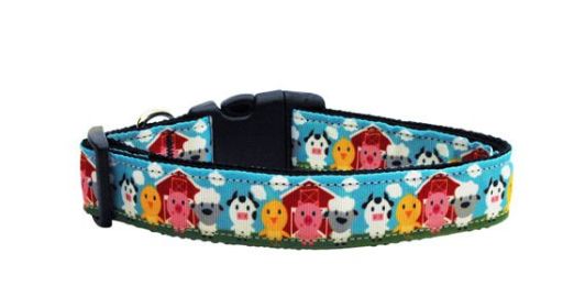 Pet Dog & Cat Nylon Collar or Leash, "Barnyard Buddies" (size: Cat Collar)