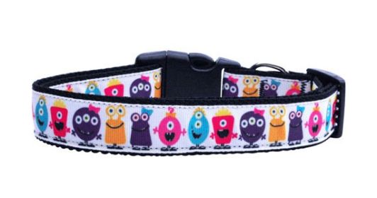 Pet Dog & Cat Nylon Collar or Leash, "Monsters" (size: Cat Collar)