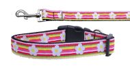 Pet Dog & Cat Nylon Collar or Leash, "Striped Daisy"