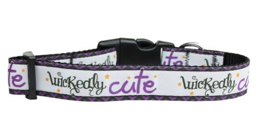 Halloween Pet Dog & Cat Nylon Collar or Leash, "Wickedly Cute" (size: Cat Collar)