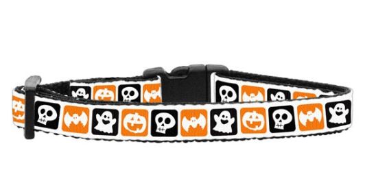 Halloween Pet Dog & Cat Nylon Collar or Leash, "Classic Halloween" (size: Cat Collar)