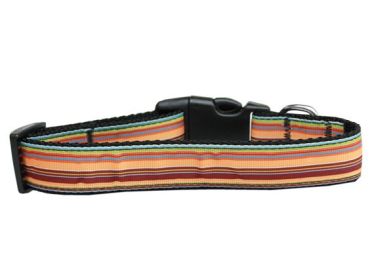 Pet Dog & Cat Nylon Collar or Leash, "Autumn Stripes" (size: Cat Collar)