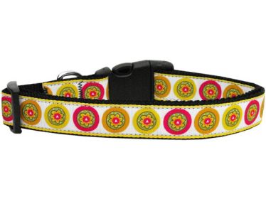 Pet Dog & Cat Nylon Collar or Leash, "Autumn Daisies" (size: Cat Collar)