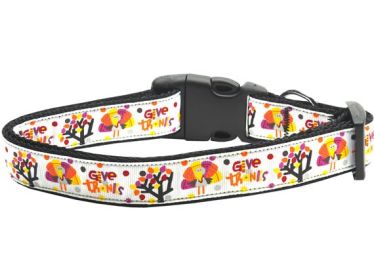 Thanksgiving Pet Dog & Cat Nylon Collar or Leash, "Give Thanks" (size: Cat Collar)