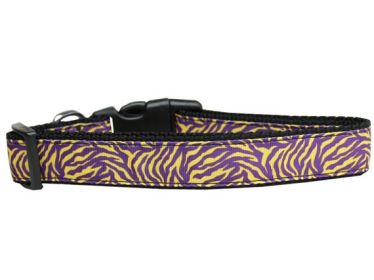 Pet Dog & Cat Nylon Collar or Leash, "Purple and Yellow Tiger Stripes" (size: Cat Collar)
