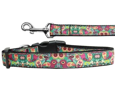 Pet Dog & Cat Nylon Collar or Leash,  "Turquoise Paisley" (size: Cat Collar)