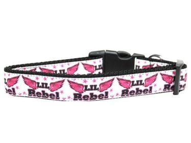 Pet Dog & Cat Nylon Collar or Leash, "Lil Rebel" (size: Cat Collar)
