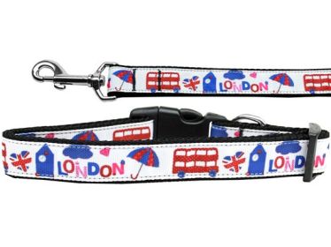 Pet Dog & Cat Nylon Collar or Leash, "London Town" (size: Cat Collar)